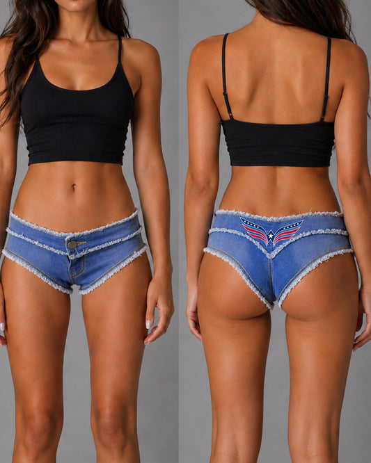 World Cup inspired Denim Shorts cheeky denim | Microscopic jean shorts.