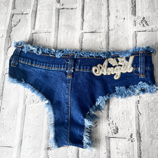 Angle Dark blue Micro denim Shorts