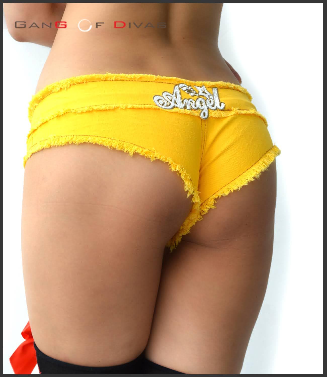 Angle Microscopic denim Shorts in Yellow