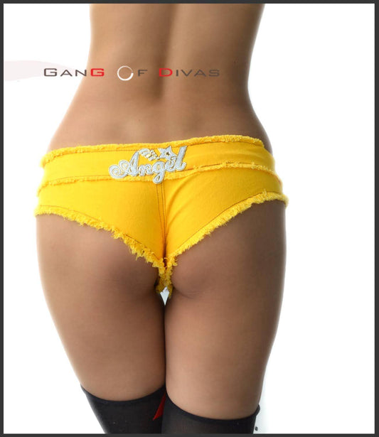Angle Microscopic denim Shorts in Yellow