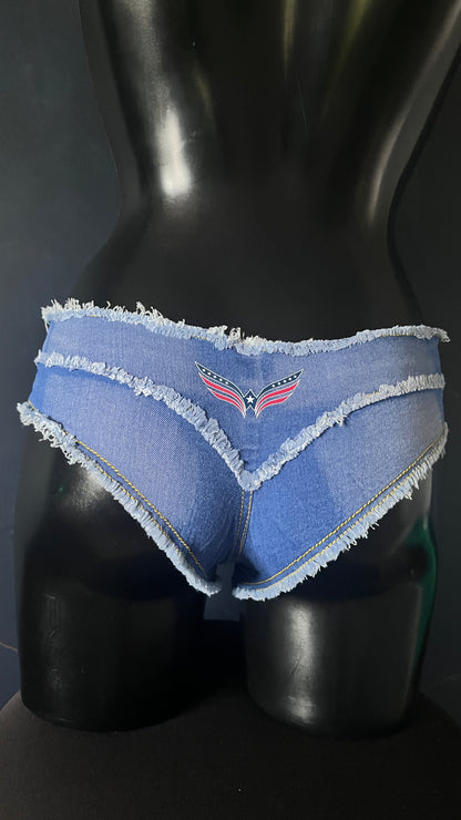 Womens Micro Denim Mini Shorts Frayed Booty Hot Pants Festival Clubwear