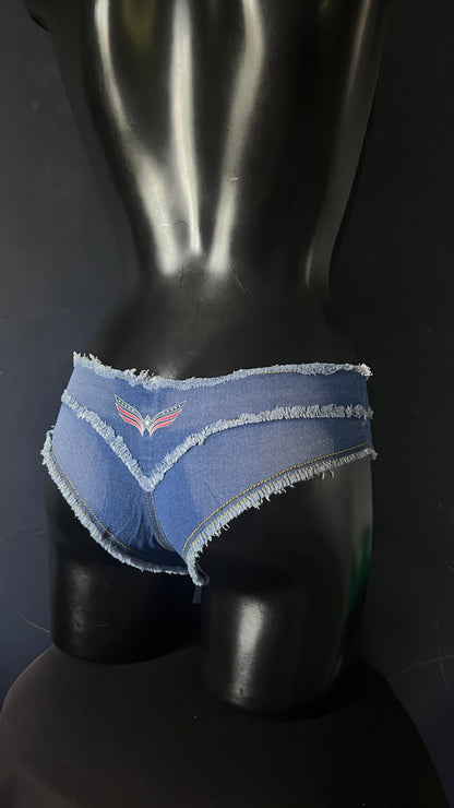 Womens Micro Denim Mini Shorts Frayed Booty Hot Pants Festival Clubwear