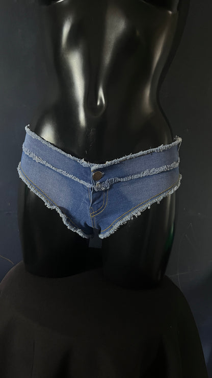 Womens Micro Denim Mini Shorts Frayed Booty Hot Pants Festival Clubwear