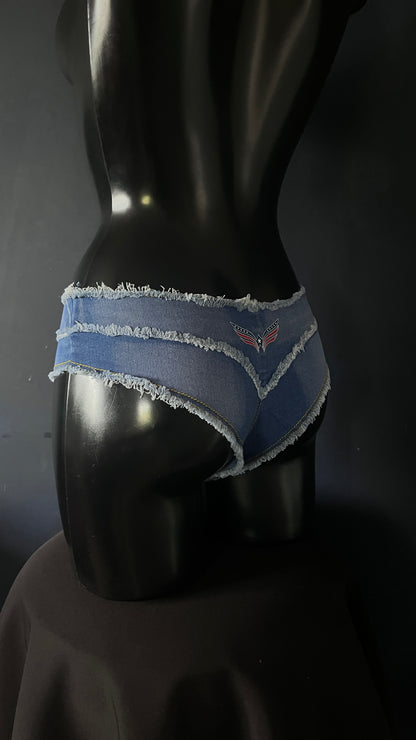 Womens Micro Denim Mini Shorts Frayed Booty Hot Pants Festival Clubwear