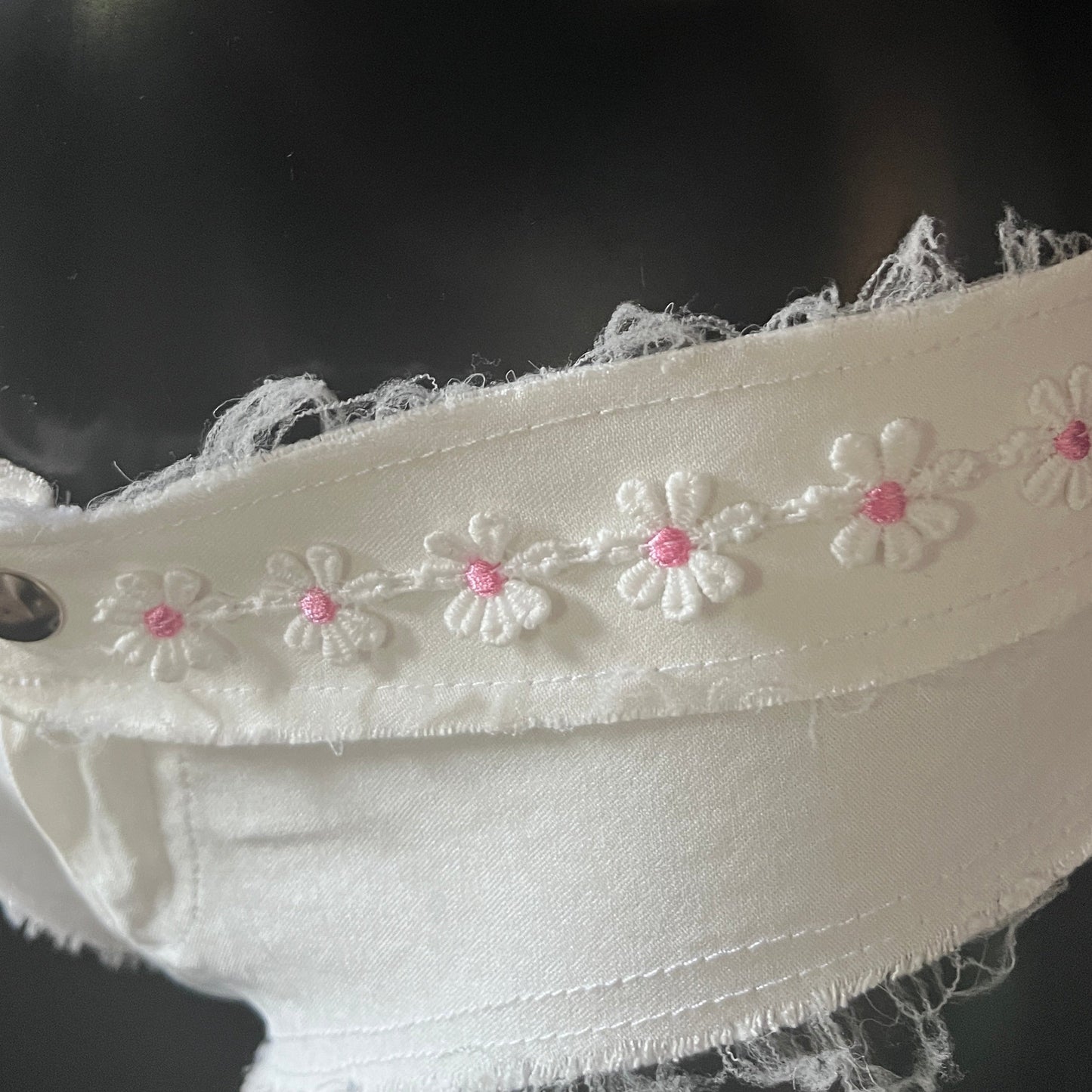 White frayed micro Mini Shorts embroidered Daisy shorts