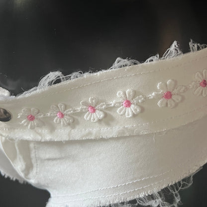 White frayed micro Mini Shorts embroidered Daisy shorts