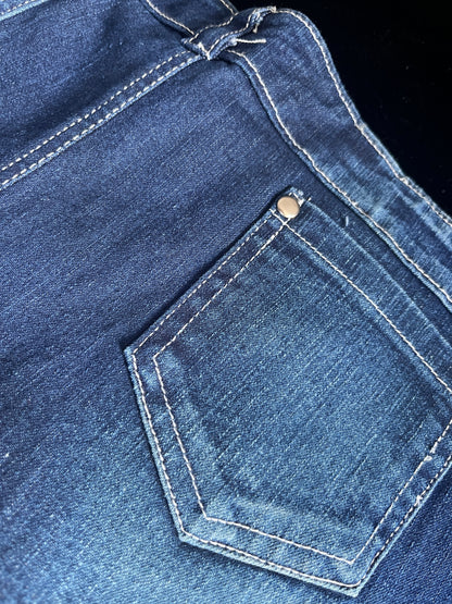 Low Rise Blue Micro Jean Shorts | faded wash denim with 4 packets