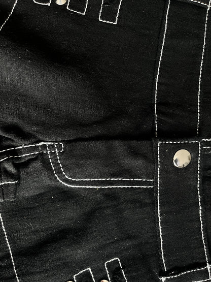 Low Rise Black distressed Micro Jean Shorts | black studded denim shorts.